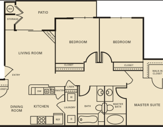 3 bed 2 bath 1196 square feet floor plan The Yale