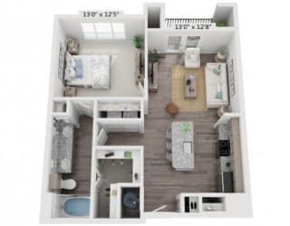 a floor plan with a bedroom a bathroom and a living room