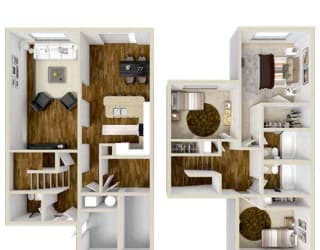 3 Bedroom, 2.5 Bath - 1,330 Square Feet - Peachtree Floor Plan