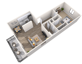 Floorplan, 1bed, 1bath, 780 sq. ft. Pelican 1