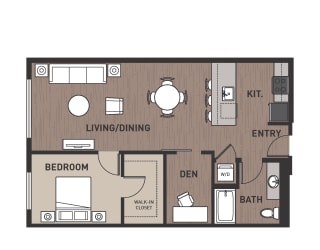 Floor Plan 1 Bedroom Plan 1A3