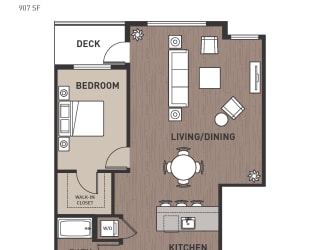 Floor Plan 1 Bedroom Plan 1B1