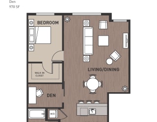 Floor Plan 1 Bedroom Plan 1B2