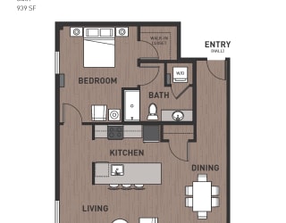 Floor Plan 1 Bedroom Plan 1J