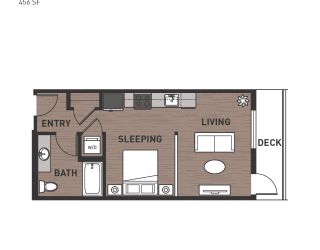 Floor Plan Open One Bedroom 0H