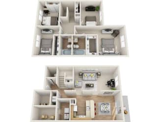 4 Bedroom, 2.5 Bath - 1,456 Square Feet - Sagamore Hill Floor Plan