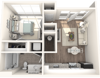 a 1 bedroom floor plan | Postmark Apartments