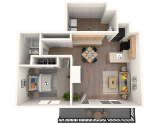 a 1 bedroom floor plan of a 2100 sqft apartment