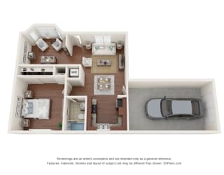 One bedroom with Den and attached garage