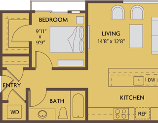 1 bed 1 bath 661 square feet floor plan