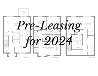 a floor plan of a townhome with the words pre leasing for 2024
