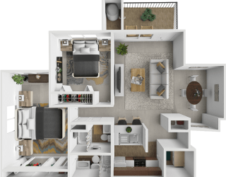 Burwick Farms apartment homes two bedroom floor plan