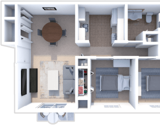 2 bedroom, 1 bath Douglas floor plan at Ashton Pines apartments