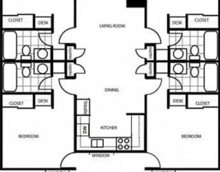 Four Bedroom Floor Plan at Pine View Village Apartments, Flagstaff, 86001
