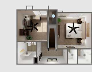 A modern kitchen with a large island and a sink.