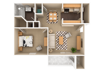 1 Bedroom 1 Bathroom, 680 sq ft, Finch floorplan at Bexley Village, Greenwood, IN, 46143