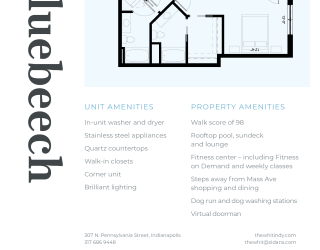 Luxury 2 Bed 2 Bath, 1,436 sqft, 2D Floorplan at The Whit in Indianapolis, IN 46204