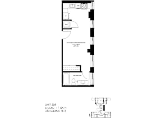 330 SQFT Studio 2D View at Park Heights by the Lake Apartments, Chicago, IL