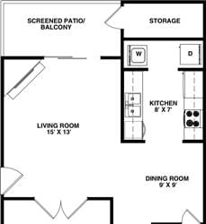 1 Bedroom 1 Bathroom with den, 899 sq ft, Eagle floorplan at Bexley Village, Greenwood
