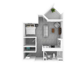 Luxury Studio, 689 sqft, 3D Floorplan at The Whit in Indianapolis, IN 46204