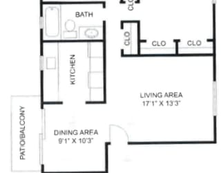 2 Bedroom, 1 Bathroom Type A at Olde Towne Apartments in Middletown, OH
