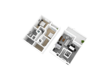 Luxury 3 Bed 2 Bath, 1,820 sqft, 3D Floorplan at The Whit in Indianapolis, IN 46204