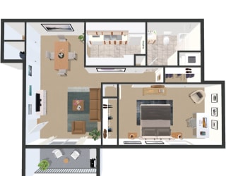 1BD 1 BA GARDEN Floor Plan at Crestview at Louisville Apartments, Louisville, 40217