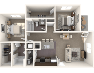 a rendering of a 3d floor plan of a house