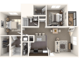 a rendering of a 3d floor plan of a house