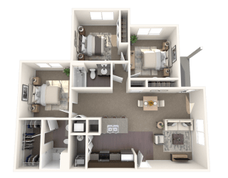 a 3d rendering of a floor plan of a house