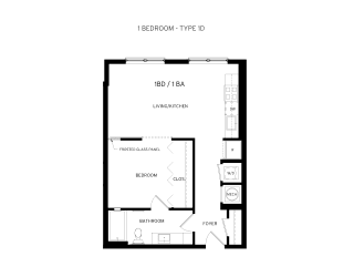 1D Floor Plan at Canvas, Hyattsville, 20781