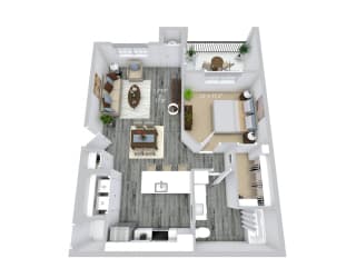 1 Bedroom, 1 Bathroom floor plan at Overlook at Riverside