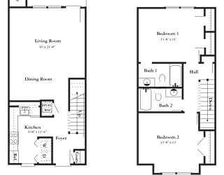 the floor plan of a small house with a bedroom and a living room