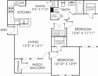 A black and white image of a floor plan for a house.