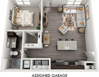a 2 bedroom house plan with a bathroom and a living room
