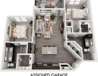 a 2 bedroom house plan with a bedroom and a living room