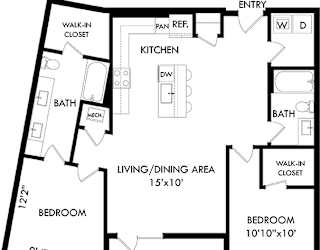 A black and white image of a house floor plan.