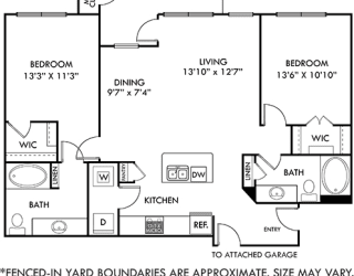 Nelson with garage and yard 2 bedroom apartment. Kitchen with island open to living & dining rooms. 2 full bathrooms. Walk-in closet in both bedrooms. Patio with Fenced-in Yard