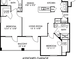 Barcelona with Assigned garage. 2 bedroom apartment. Kitchen with bartop open to living room. 2 full bathrooms, double vanities. Walk-in closets. Patio/balcony. External storage.