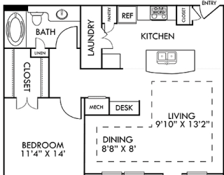 Belfast with Fenced-in Yard. 1 bedroom apartment. Kitchen with bartop open to living/dining rooms. 1 full bathroom. Walk-in closet. Patio/balcony open to yard.