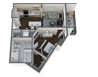 3d floor plan of a 2100 sq ft apartment