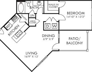 A black and white image of a floor plan for a home.