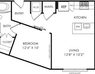 a floor plan of a house with a bedroom and a living room