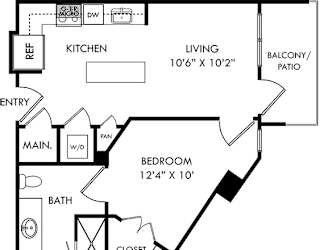 a floor plan of a house with a bedroom and a living room