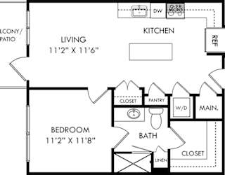a floor plan of a house with a kitchen and a living room and a bathroom