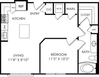 a floor plan of a house with a bedroom and a living room