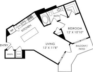a floor plan of a small house with a bedroom and a living room