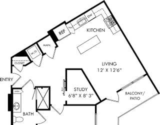 a floor plan of a house with a bedroom and a living room