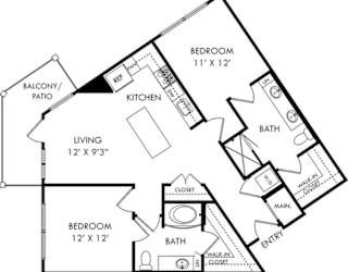 a floor plan of a house shaped like a triangle
