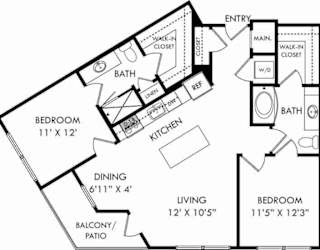 A black and white image of a house floor plan.
